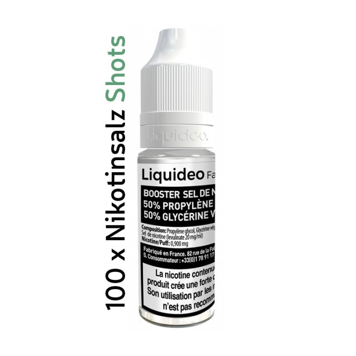 Booster de nicotine aux sels Liquideo 20 mg – 50PG/50VG – Lot de 100
