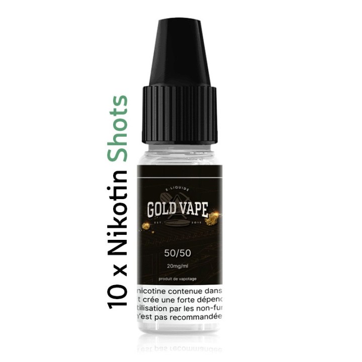 Booster de nicotine Gold Vape 20 mg - 50PG/50VG Pack de 20